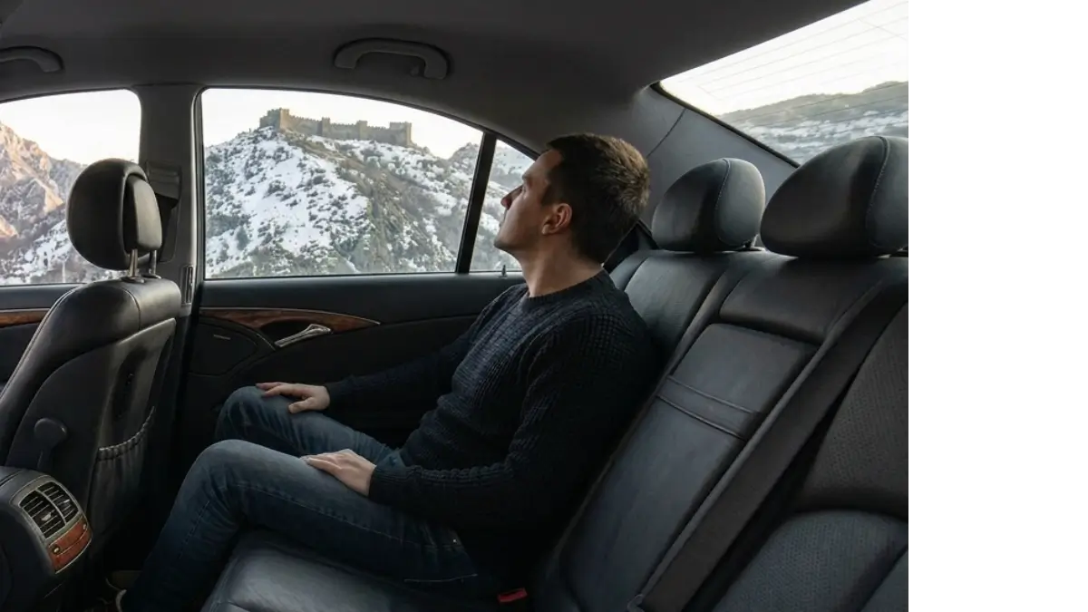 Private transfer from Belgrade to Kopaonik ski resort — Mercedes on mountain road, Serbia