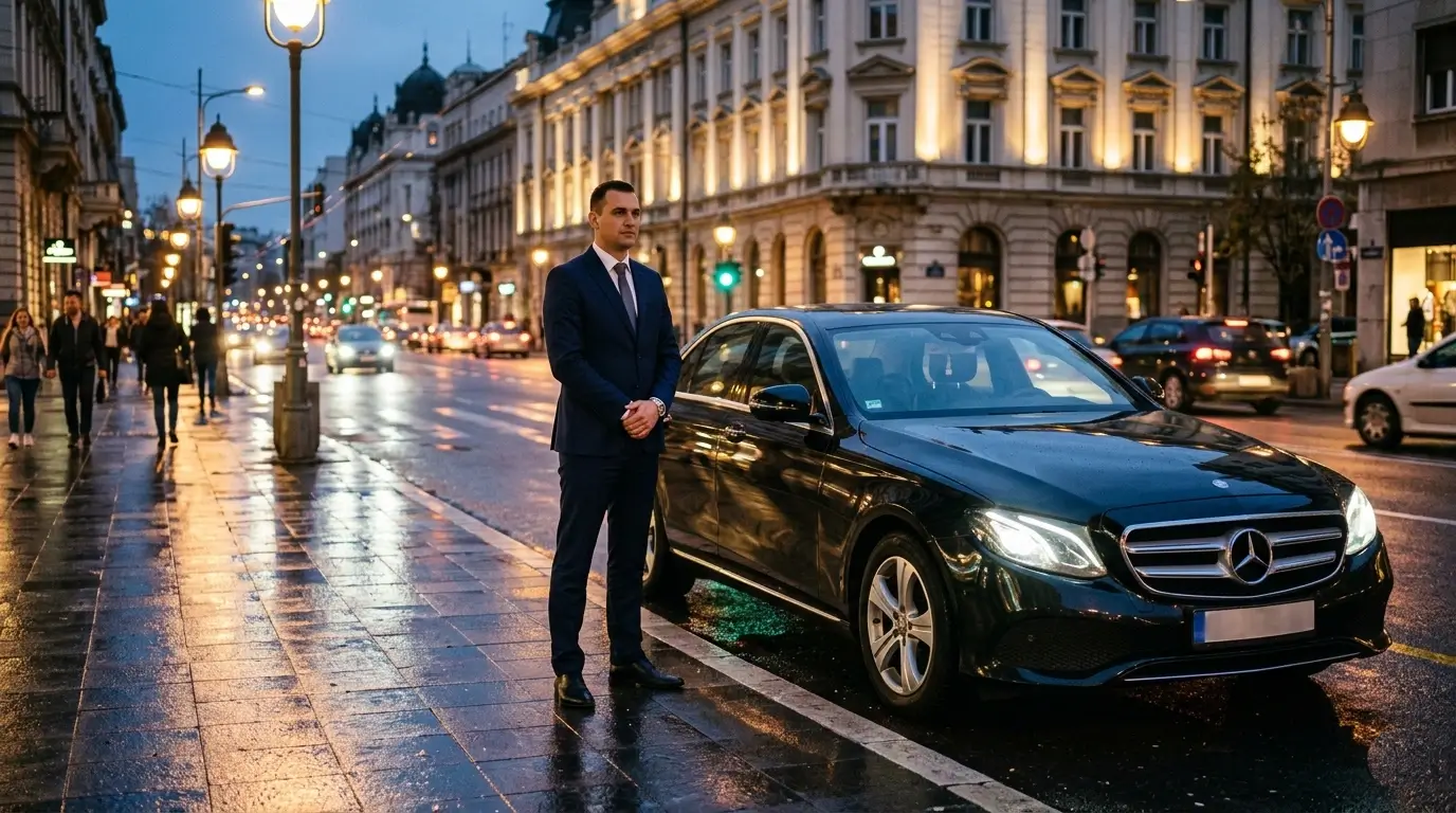 Belgrade private transfer service - licensed chauffeur with Mercedes vehicle across Serbia