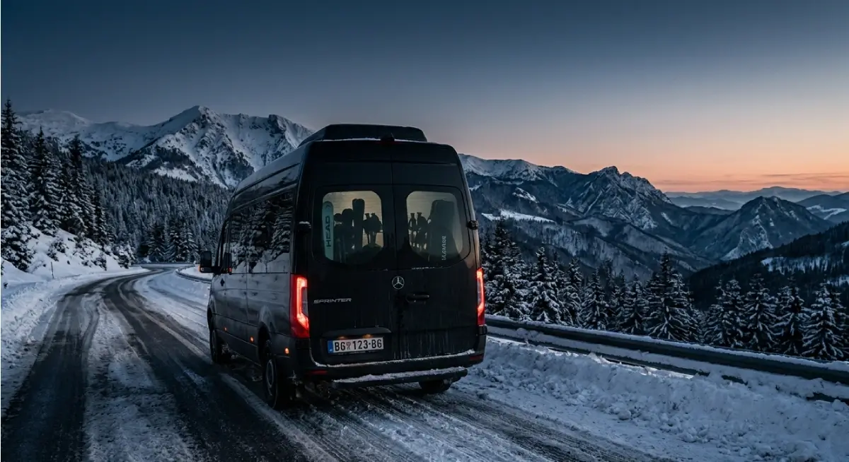 Black Minibus Mercedes Sprinter in Serbia